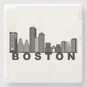 Boston Skyline Silhouette Steinuntersetzer