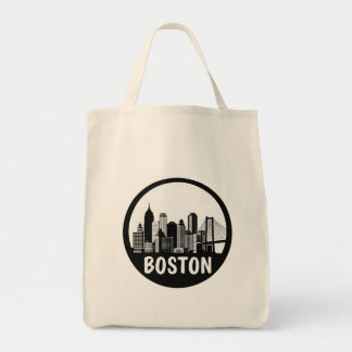 Boston Skyline Tote Bag - Classic Black and White Tragetasche