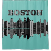 Boston Skyline Typografie Duschvorhang (Vorderseite)