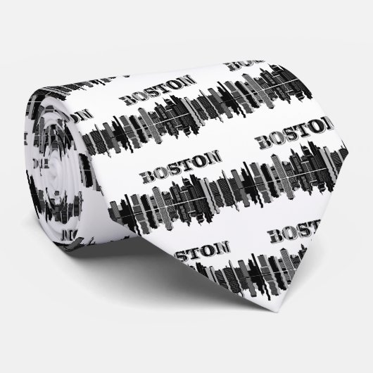 Boston Skyline Typografie Krawatte (Gerollt)