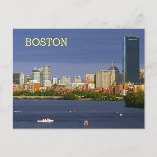 Boston Skyline und Charles River Postkarte (Vorderseite)