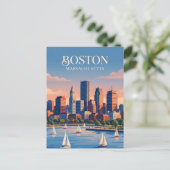 Boston Skyline USA Postkarte (Stehend Vorderseite)