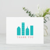 Boston Skyline Vielen Dank Dankeskarte (Stehend Vorderseite)