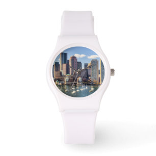 Boston-Skyline von der Ufergegend Armbanduhr