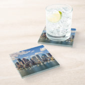 Boston-Skyline von der Ufergegend Glasuntersetzer (Schrägansicht)