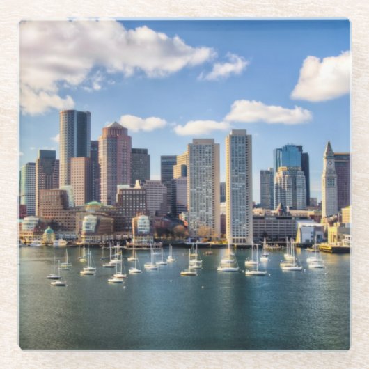 Boston-Skyline von der Ufergegend Glasuntersetzer (Vorderseite)