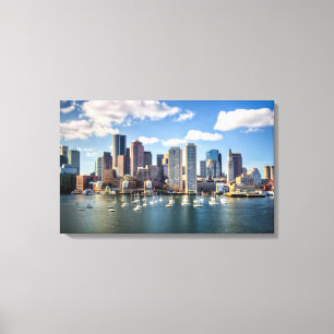 Boston-Skyline von der Ufergegend Leinwanddruck