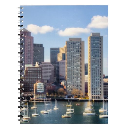 Boston-Skyline von der Ufergegend Notizblock (Vorderseite)