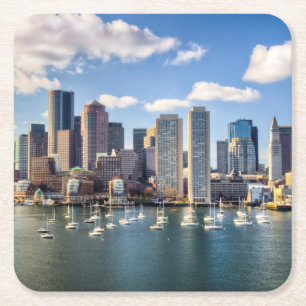 Boston-Skyline von der Ufergegend Rechteckiger Pappuntersetzer