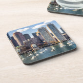 Boston-Skyline von der Ufergegend Untersetzer (Linke Seite)