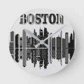 Boston Skyline Wall Clock Runde Wanduhr (Vorderseite)