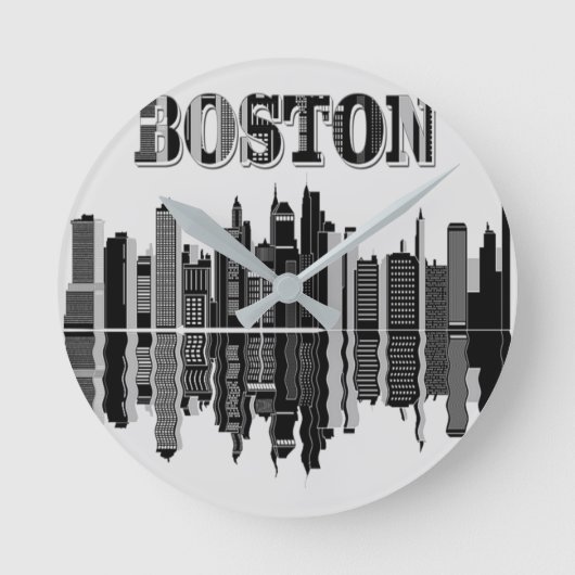 Boston Skyline Wall Clock Runde Wanduhr (Vorderseite)