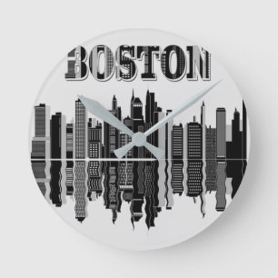 Boston-Skyline-Wanduhr Runde Wanduhr