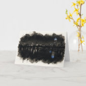 Boston Skyline Watercolor Night Greeting Card Karte (Gelbe Blume)