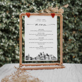 Boston Skyline Wedding Dinner Menu Card 12x18