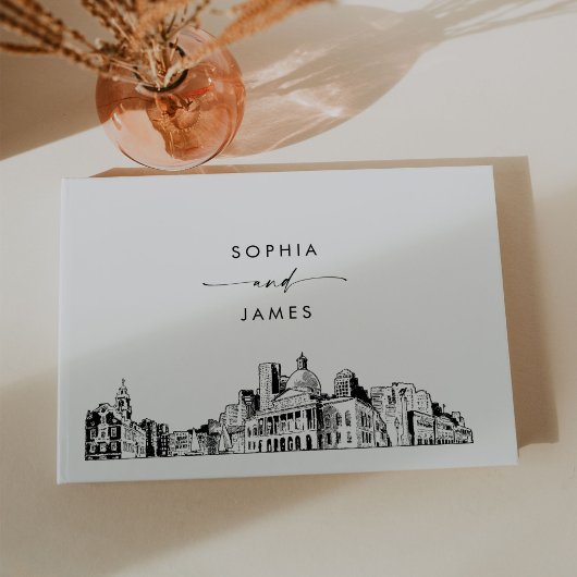Boston Skyline Wedding Guest Book Gästebuch
