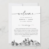 Boston Skyline Wedding Program 12x18 Flat Card Einladung (Vorderseite)