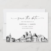 Boston Skyline Wedding Save the Date Card Einladung (Vorderseite)