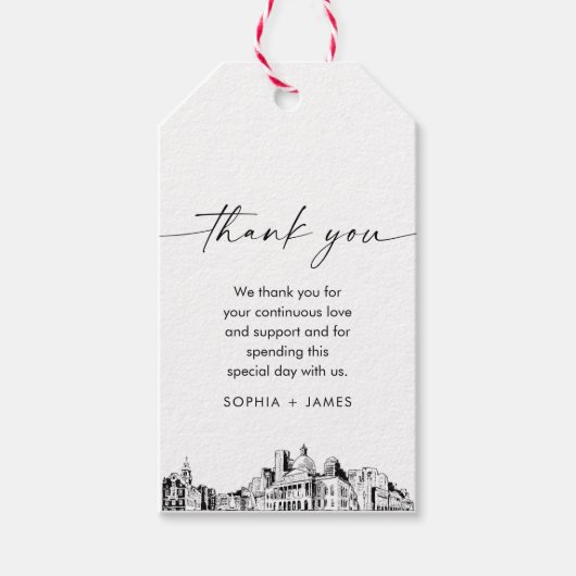 Boston Skyline Wedding Vielen Dank für Ihre Unters Geschenkanhänger (Vorderseite)