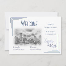 Boston Skyline Wedding Welcome Card für Geschenkta