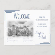 Boston Skyline Wedding Welcome Card für Geschenkta