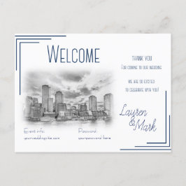 Boston Skyline Wedding Welcome Card für Geschenkta Postkarte