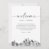 Boston Skyline Wedding Welcome Letter & Timeline Einladung (Vorderseite)
