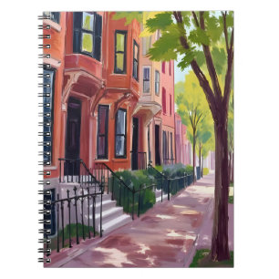 Boston Sommer   Massachusetts Brownstone Häuser Notizblock