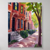 Boston Sommer | Massachusetts Brownstone Häuser Poster (Vorne)
