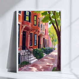 Boston Sommer | Massachusetts Brownstone Häuser Poster