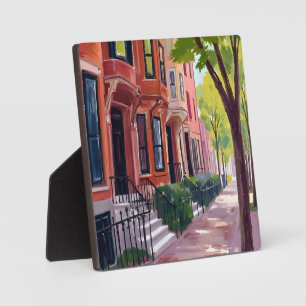 Boston Sommer   Massachusetts Brownstones Fotoplatte