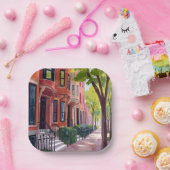 Boston Sommer | Massachusetts Brownstones Pappteller (Party)