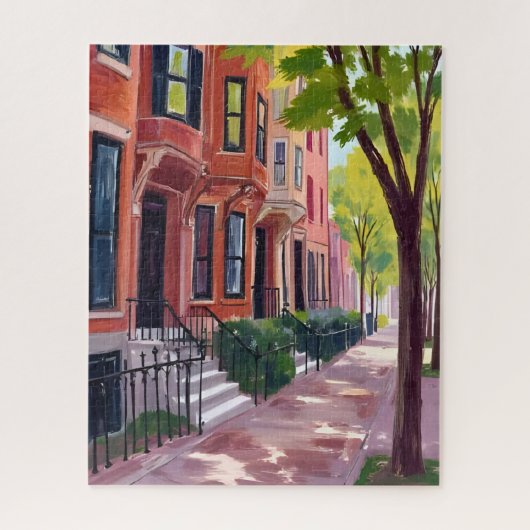 Boston Sommer | Massachusetts Brownstones Puzzle (Vertikal)