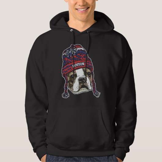 Boston Sports Terrier Red Beanie Hoodie (Vorderseite)