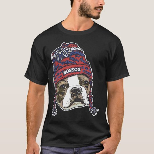 Boston Sports Terrier Red Beanie T-Shirt (Vorderseite)
