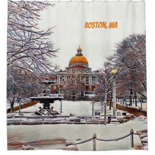 Boston Staat House im Winter Duschvorhang