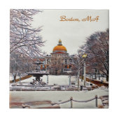 Boston Staat House im Winter Fliese (Vorderseite)