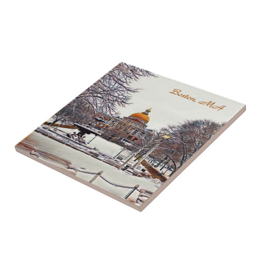 Boston Staat House im Winter Fliese (Seite)