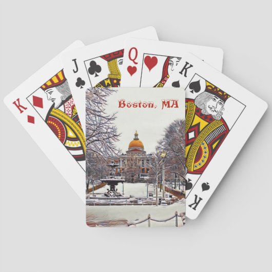 Boston Staat House im Winter Spielkarten (Rückseite)