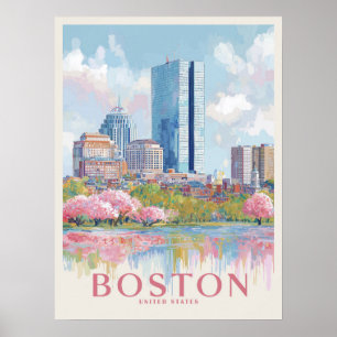 Boston Stadtlandschaft Vintage Poster