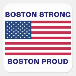 Boston stark und stolz mit patriotischer quadratischer aufkleber