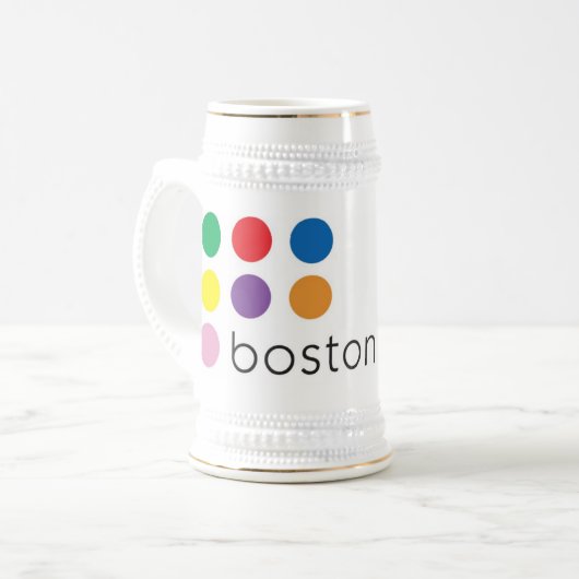 Boston-Stolz-Weiß Stein Bierglas (Vorderseite Links)
