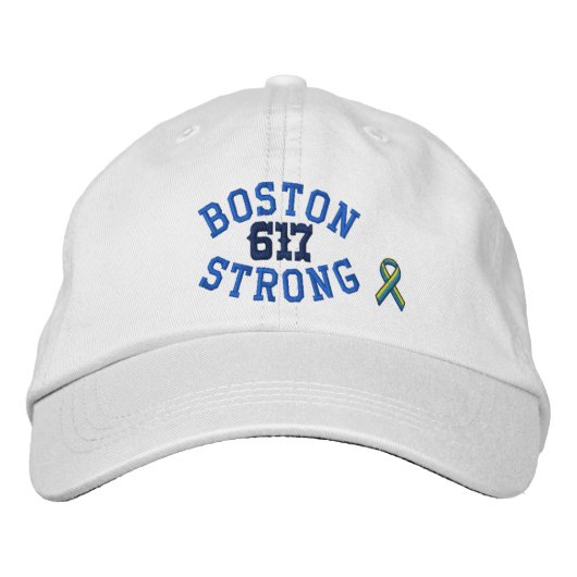 Boston Strong 617 Ribbon Edition Bestickte Baseballkappe (Vorderseite)