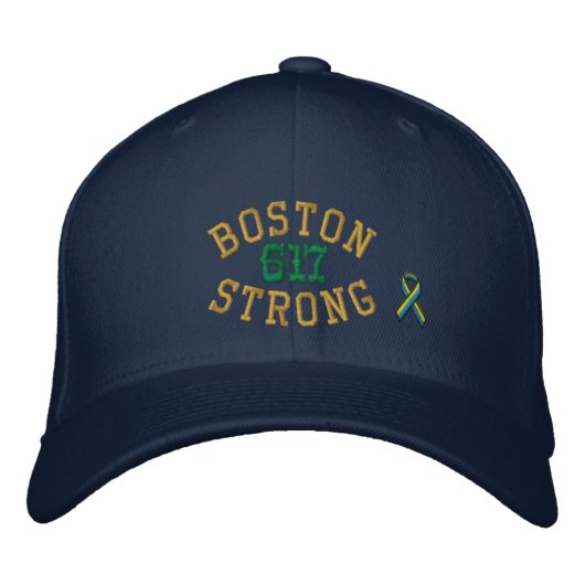 Boston Strong 617 Ribbon Edition Bestickte Kappe (Vorderseite)