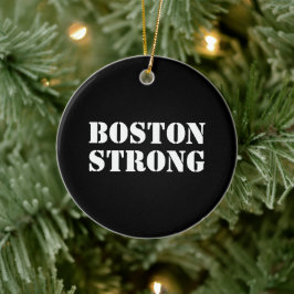 Boston Strong Black and White Christmas Keramik Ornament