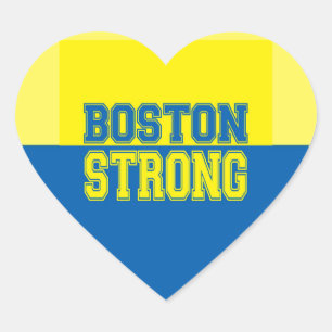 Boston Strong Geschenk Gelb und Blau Herz-Aufkleber