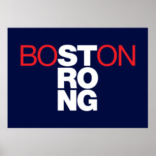 Boston Strong Helvetica Poster auf marineblau