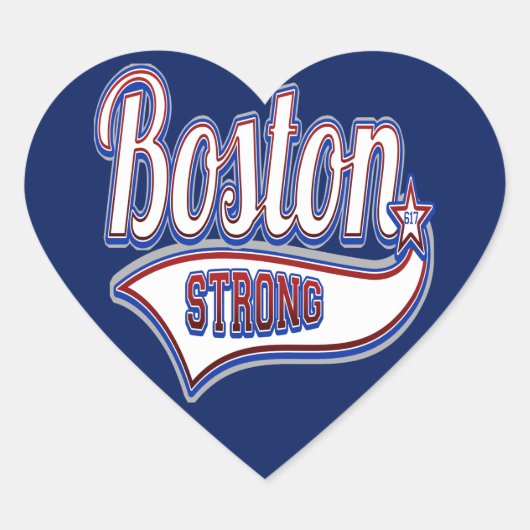Boston Strong Hockey Curling Herz-Aufkleber (Vorderseite)