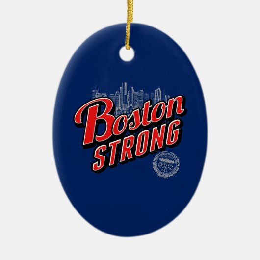 Boston Strong in Rot und Blau Keramikornament (Vorne)