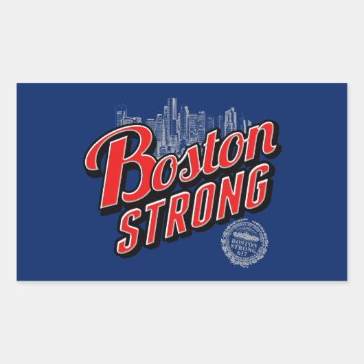 Boston Strong in Rot und Blau Rechteckiger Aufkleber (Vorderseite)